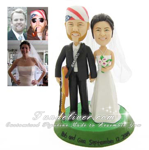 Guitar Player Cake Topper in Tux and Wedding Gown - Click Image to Close